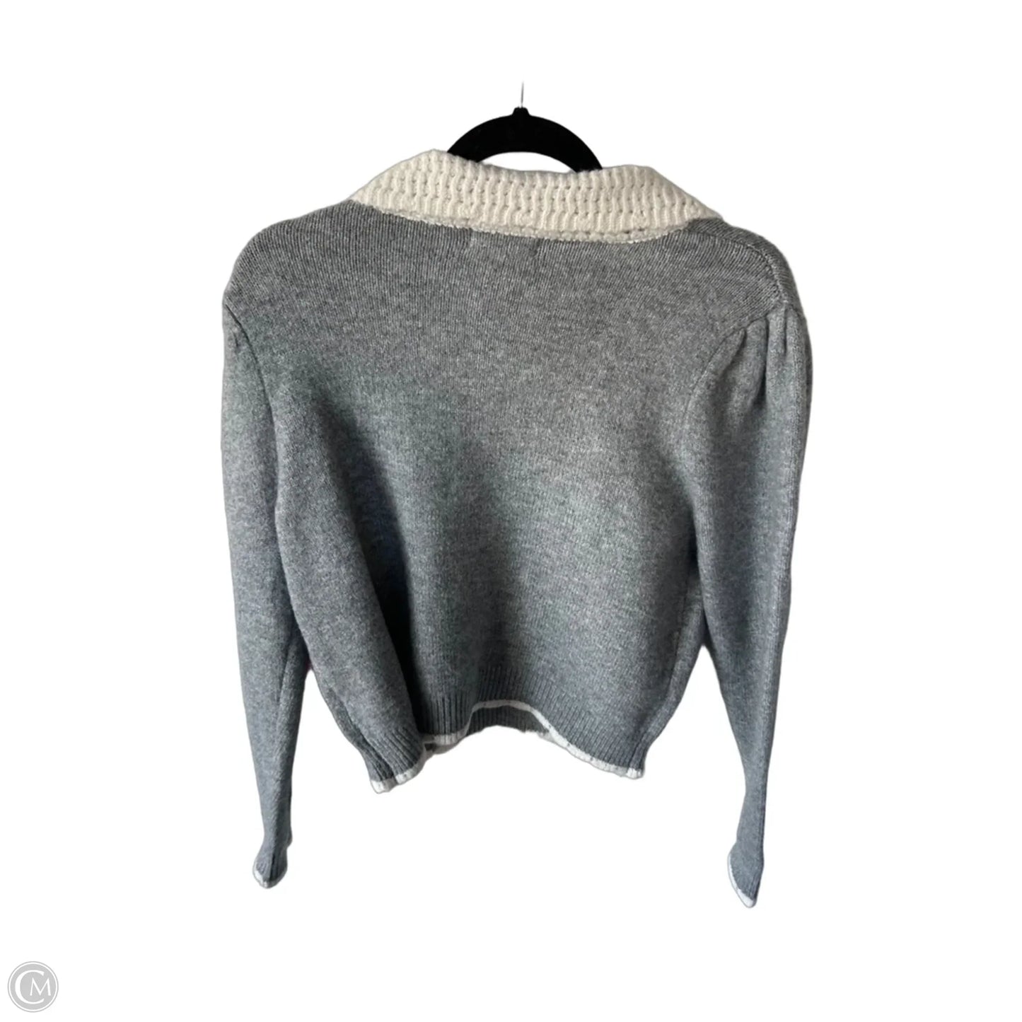 Sweater Cardigan By Jessica Simpson In Grey & White, Size: L