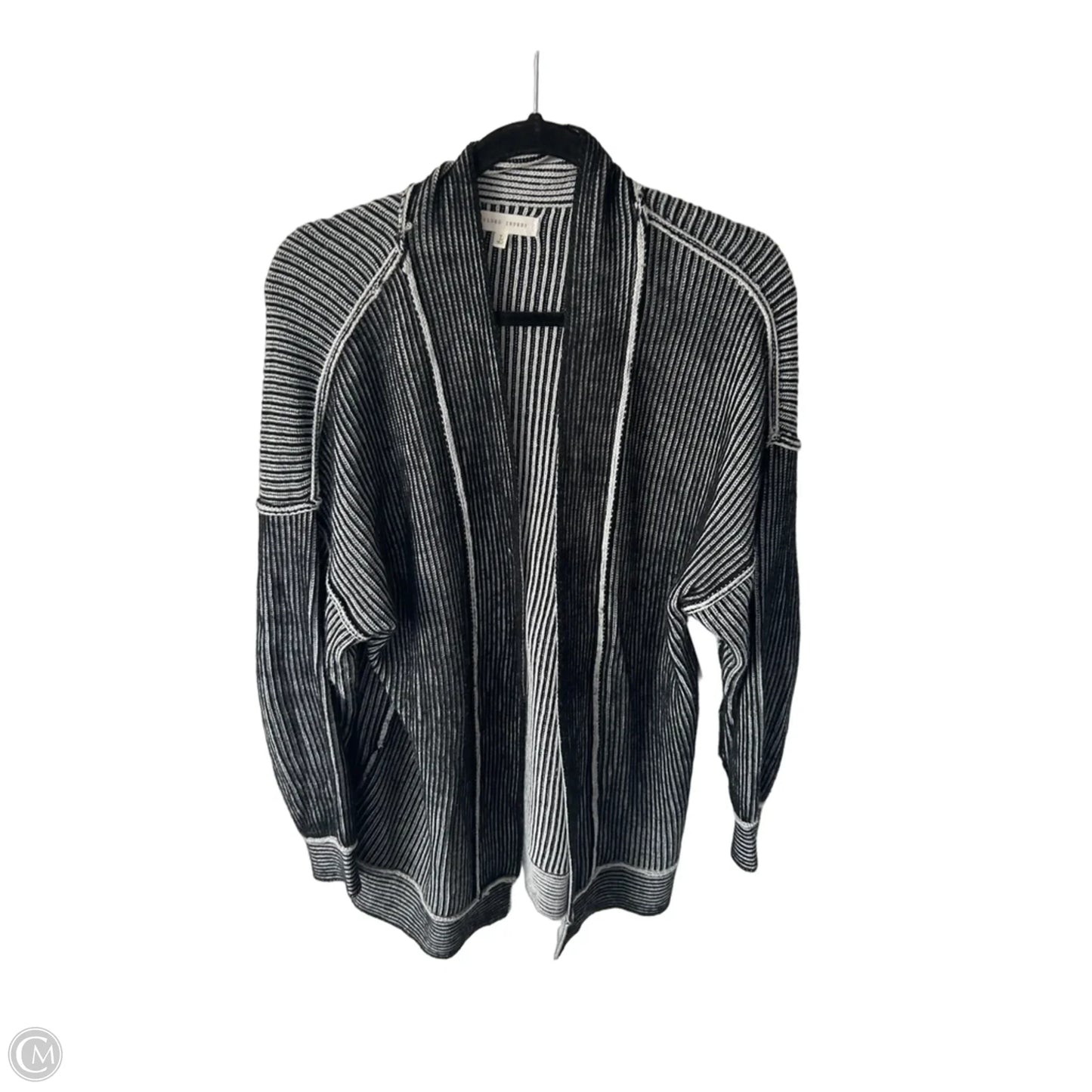 Sweater Cardigan By Gilded Intent In Black & Grey, Size: L