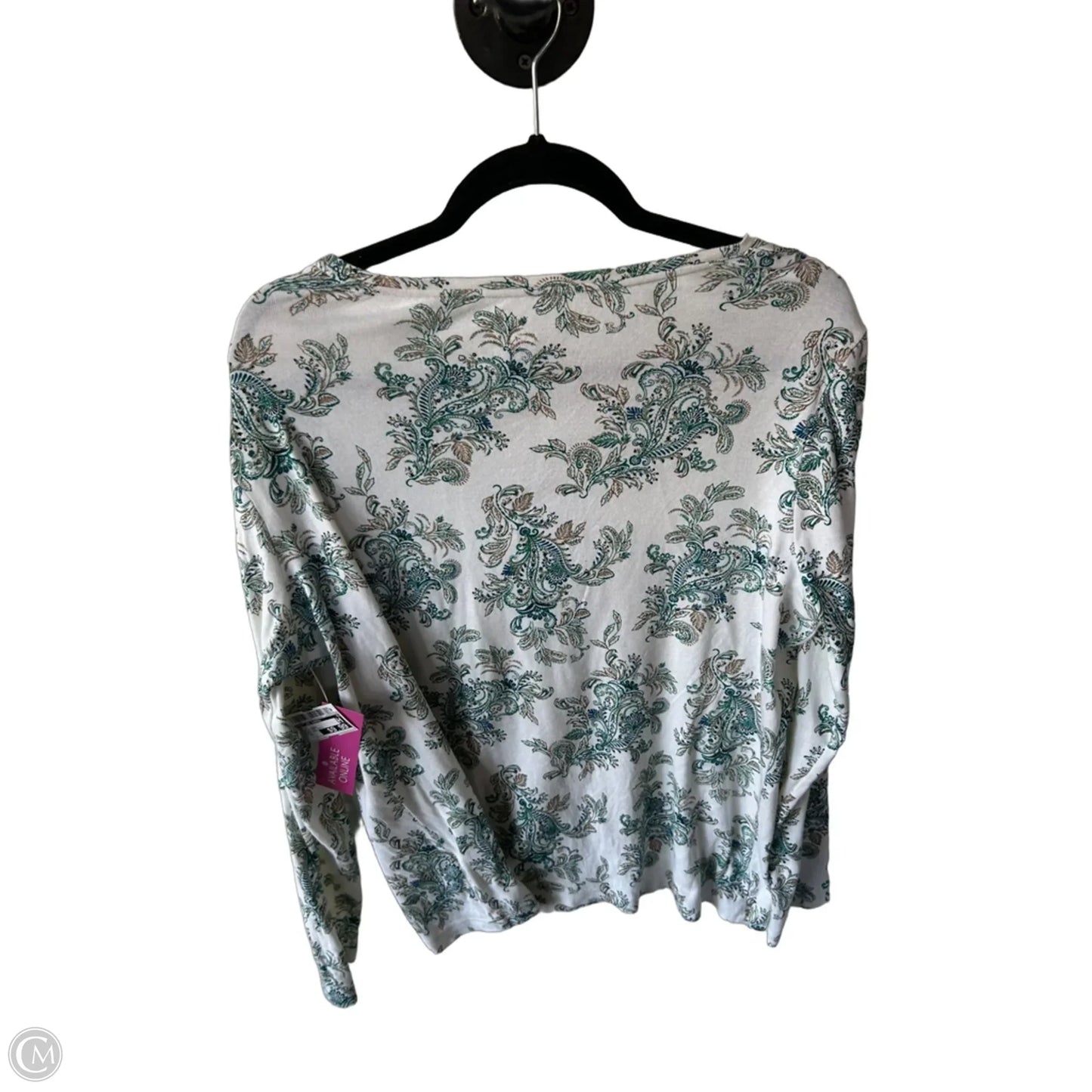 Top Long Sleeve By Croft And Barrow In Cream & Green, Size: Xl