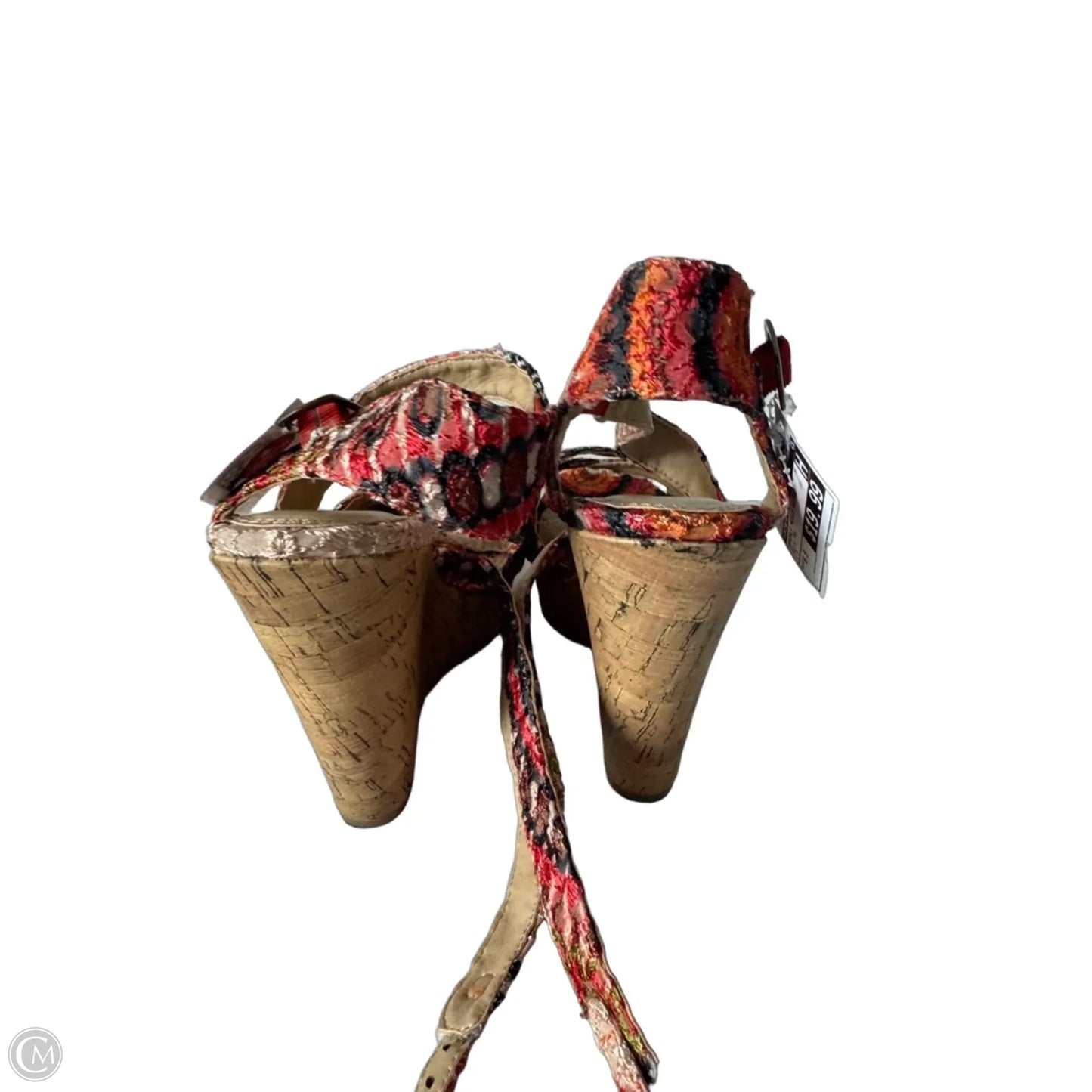 Sandals Heels Wedge By Chinese Laundry In Red & Tan, Size: 6.5