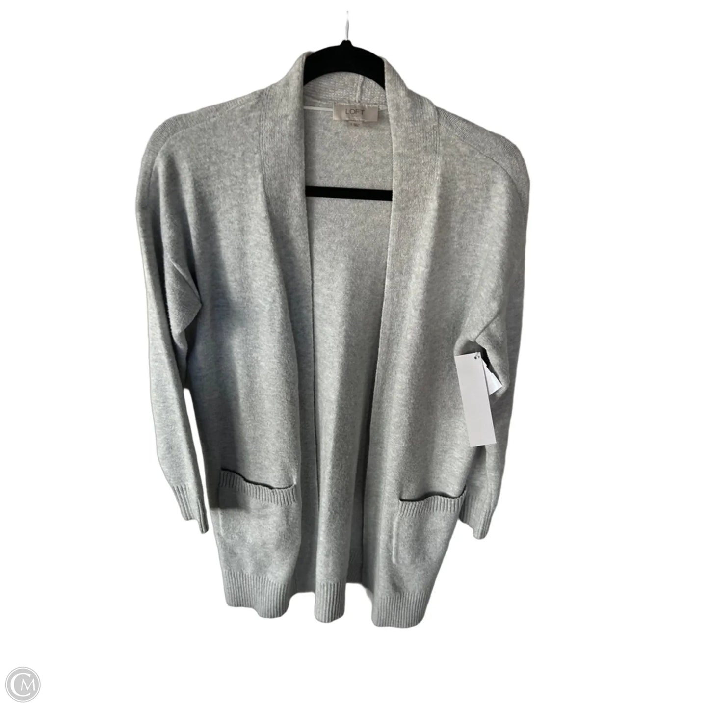 Sweater Cardigan By Loft In Grey, Size: S