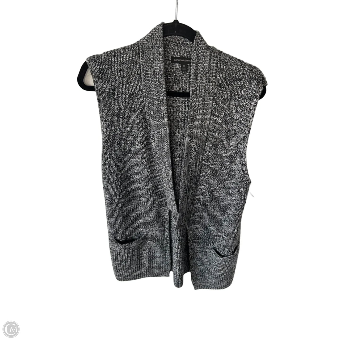 Sweater Cardigan By Banana Republic In Black & Grey, Size: M
