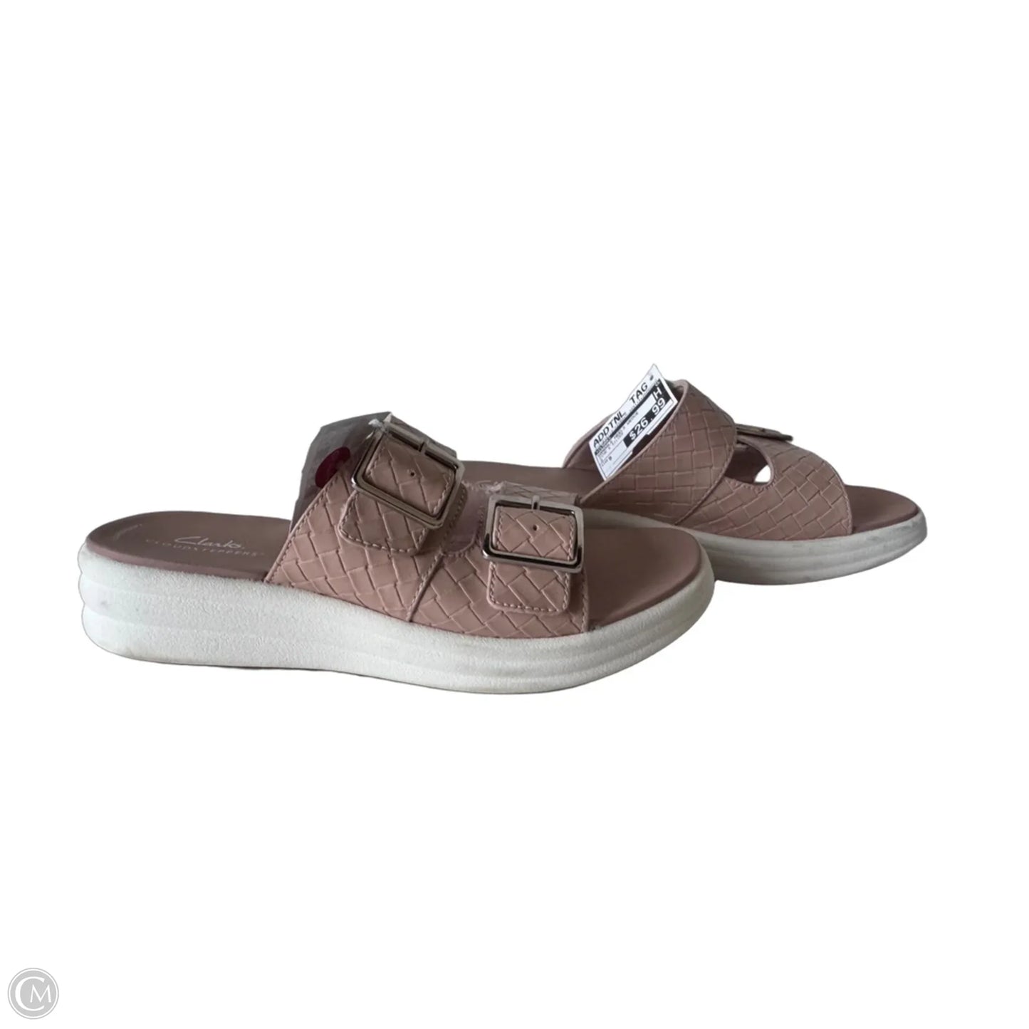 Sandals Heels Wedge By Clarks In Pink & Silver, Size: 9