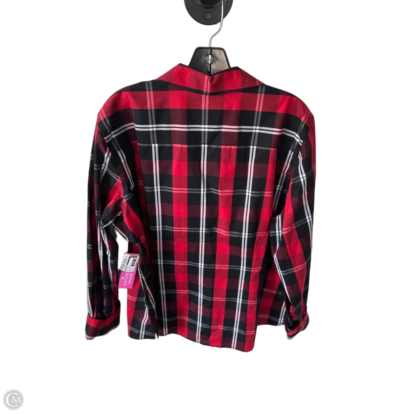 Blouse Long Sleeve By Investments In Black & Red, Size: 1x