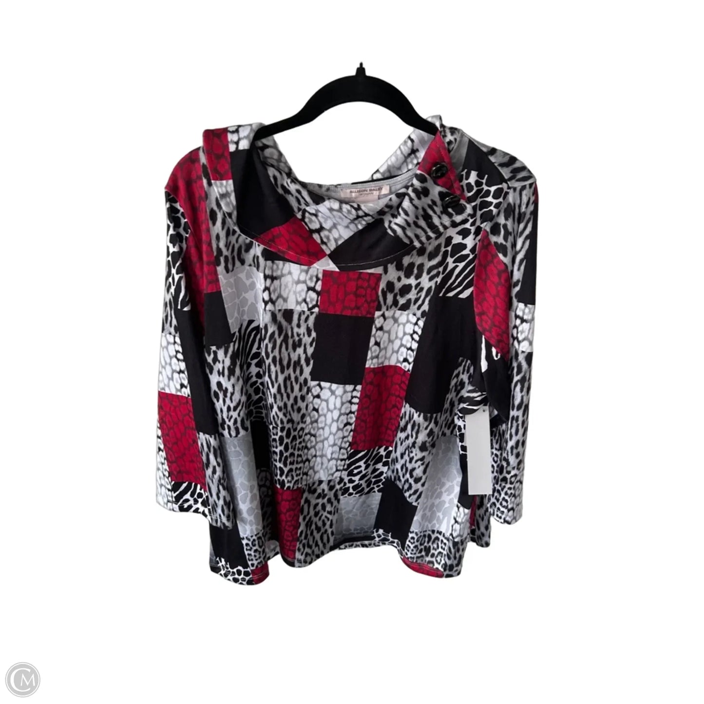Tunic 3/4 Sleeve By Allison Daley In Black & Red, Size: 1x