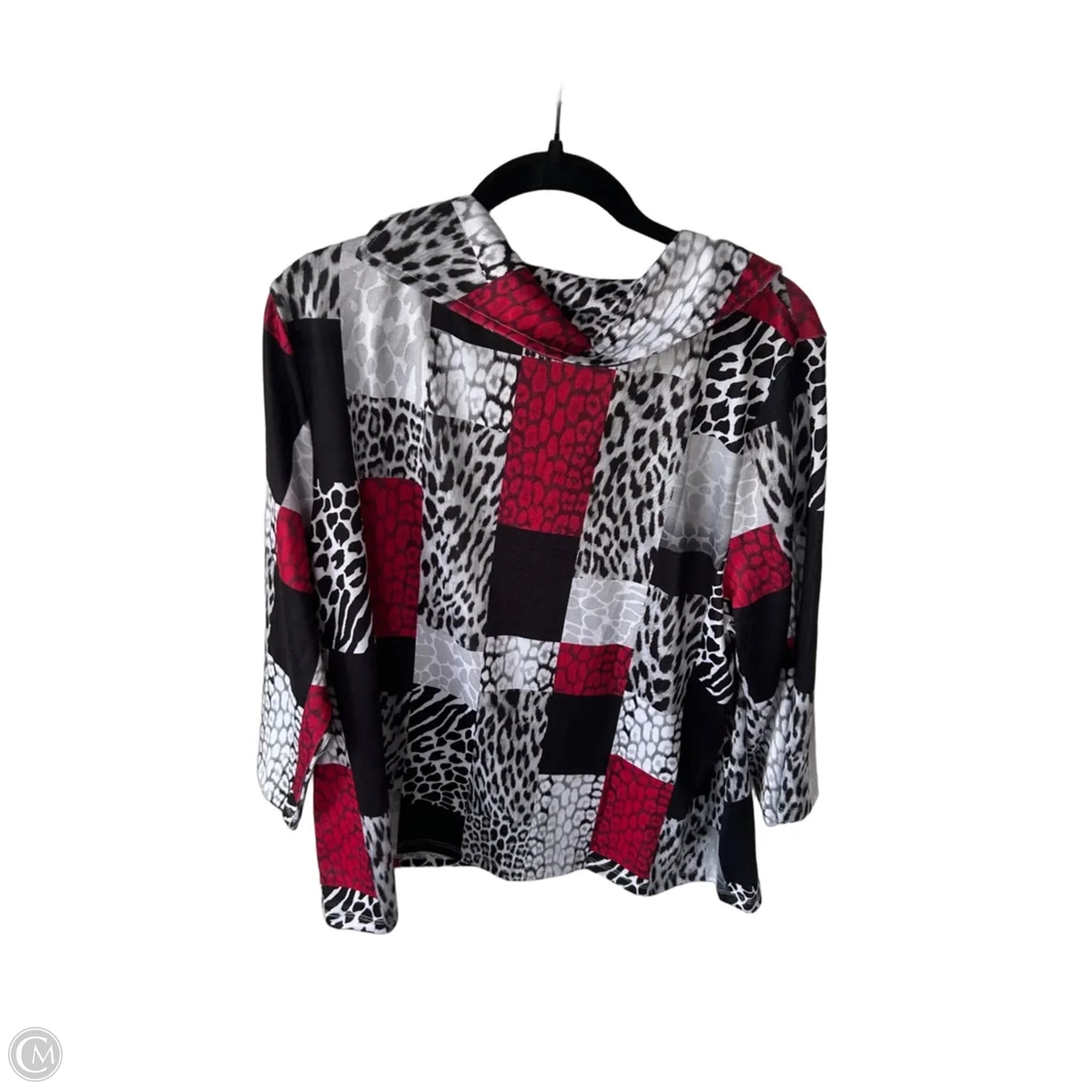 Tunic 3/4 Sleeve By Allison Daley In Black & Red, Size: 1x