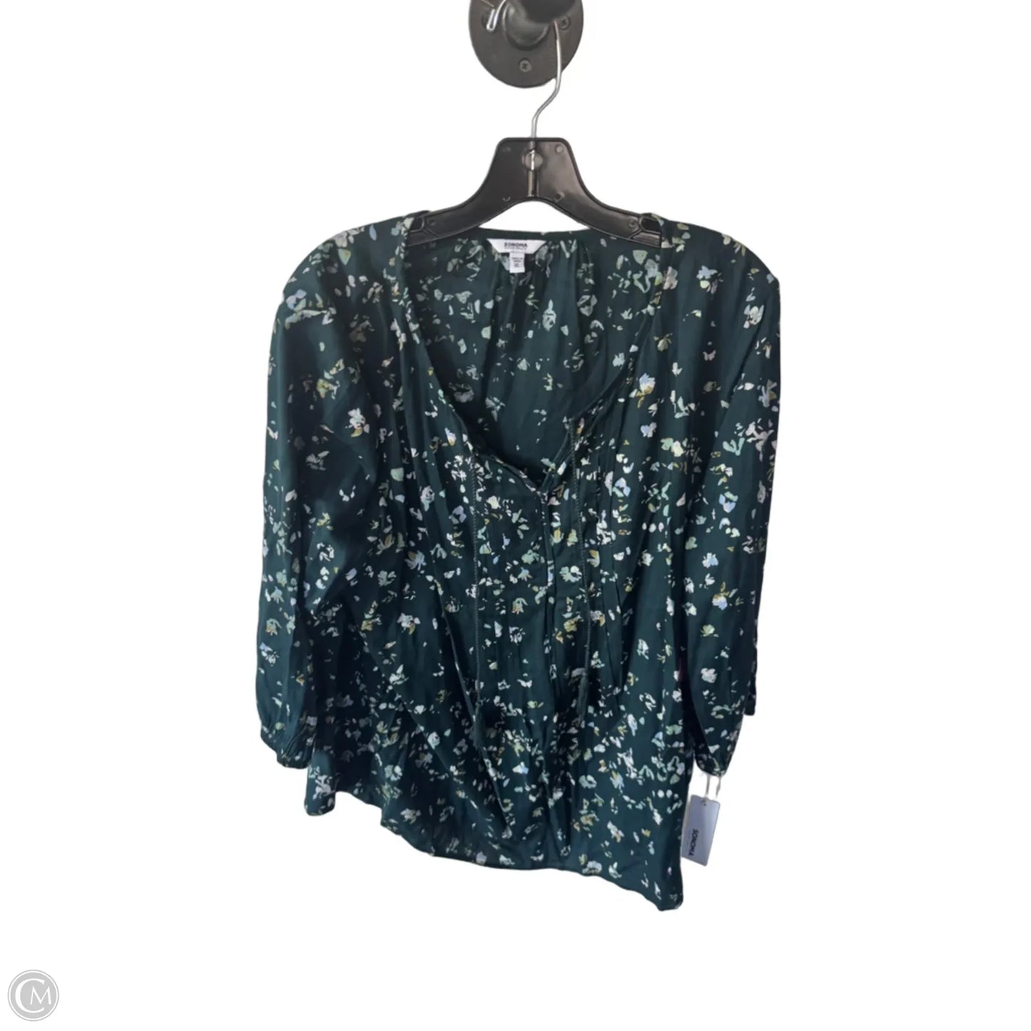 Blouse 3/4 Sleeve By Sonoma In Green & Purple, Size: Xl