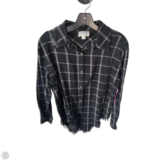 Top Long Sleeve By Jun & Ivy In Black & Cream, Size: S