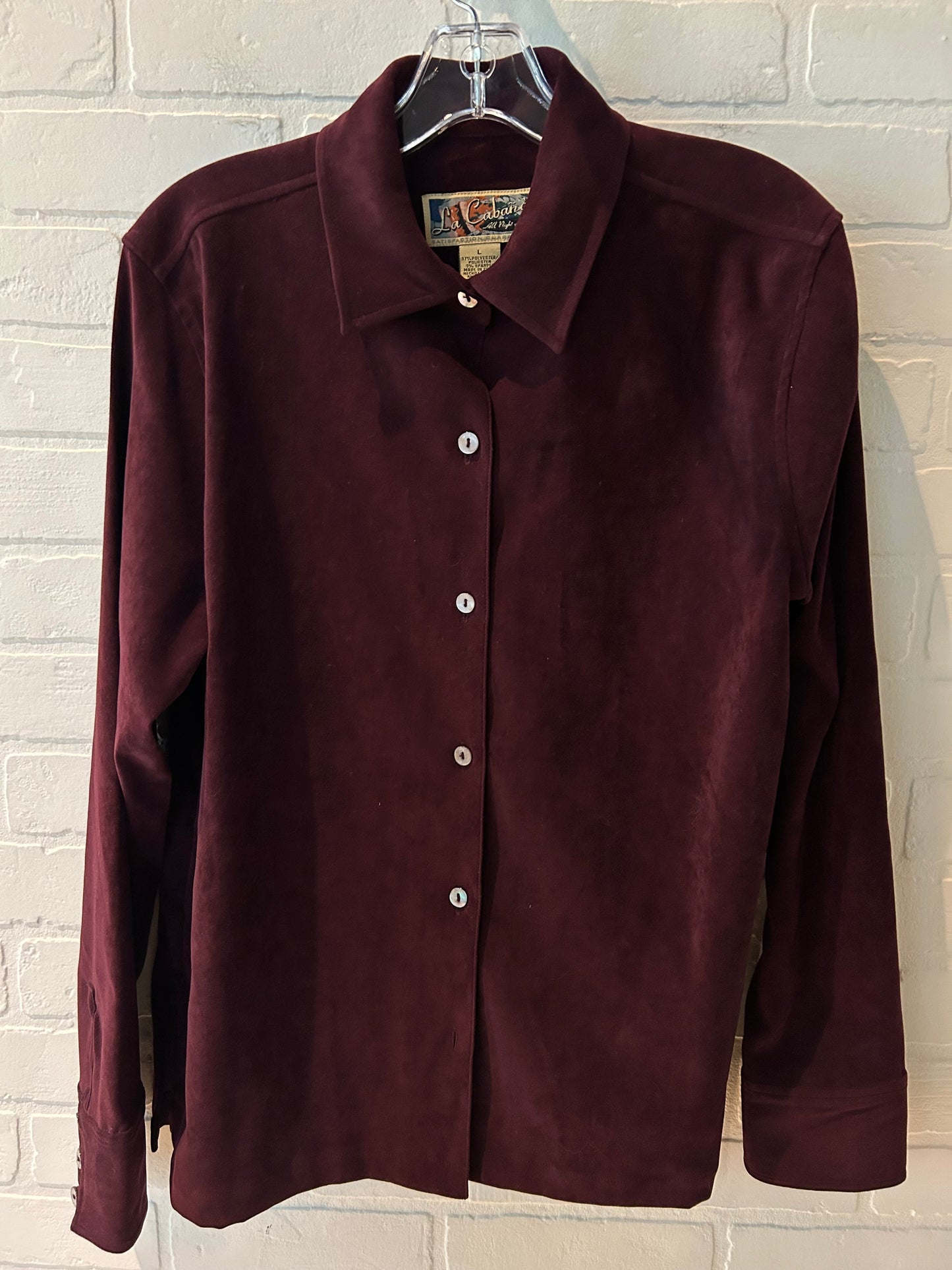 Burgundy Top Long Sleeve Clothes Mentor, Size L