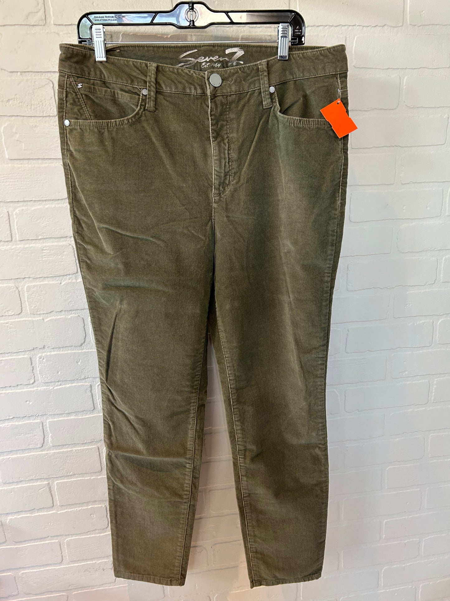 Olive Pants Corduroy Seven 7, Size 14