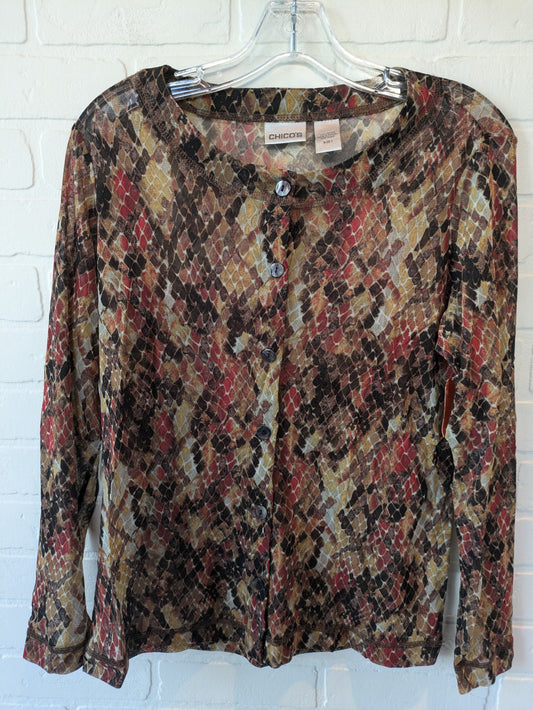 Snakeskin Print Top Long Sleeve Chicos, Size M