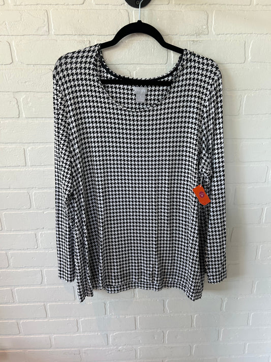 Top Long Sleeve By Chicos In Houndstooth, Size: Xl