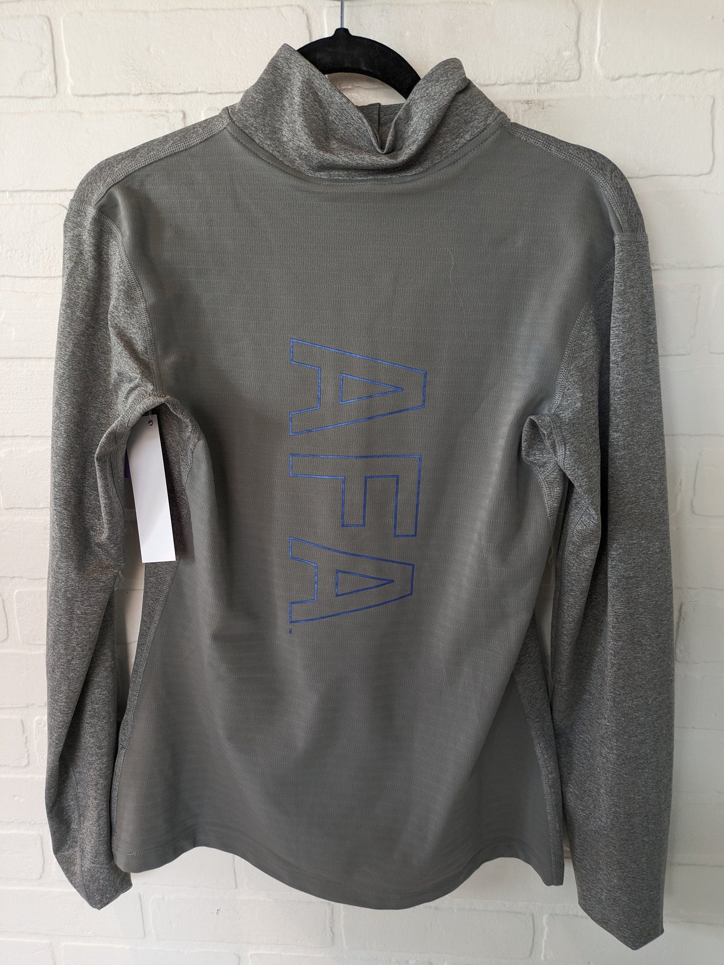 Grey Athletic Top Long Sleeve Collar Nike, Size L