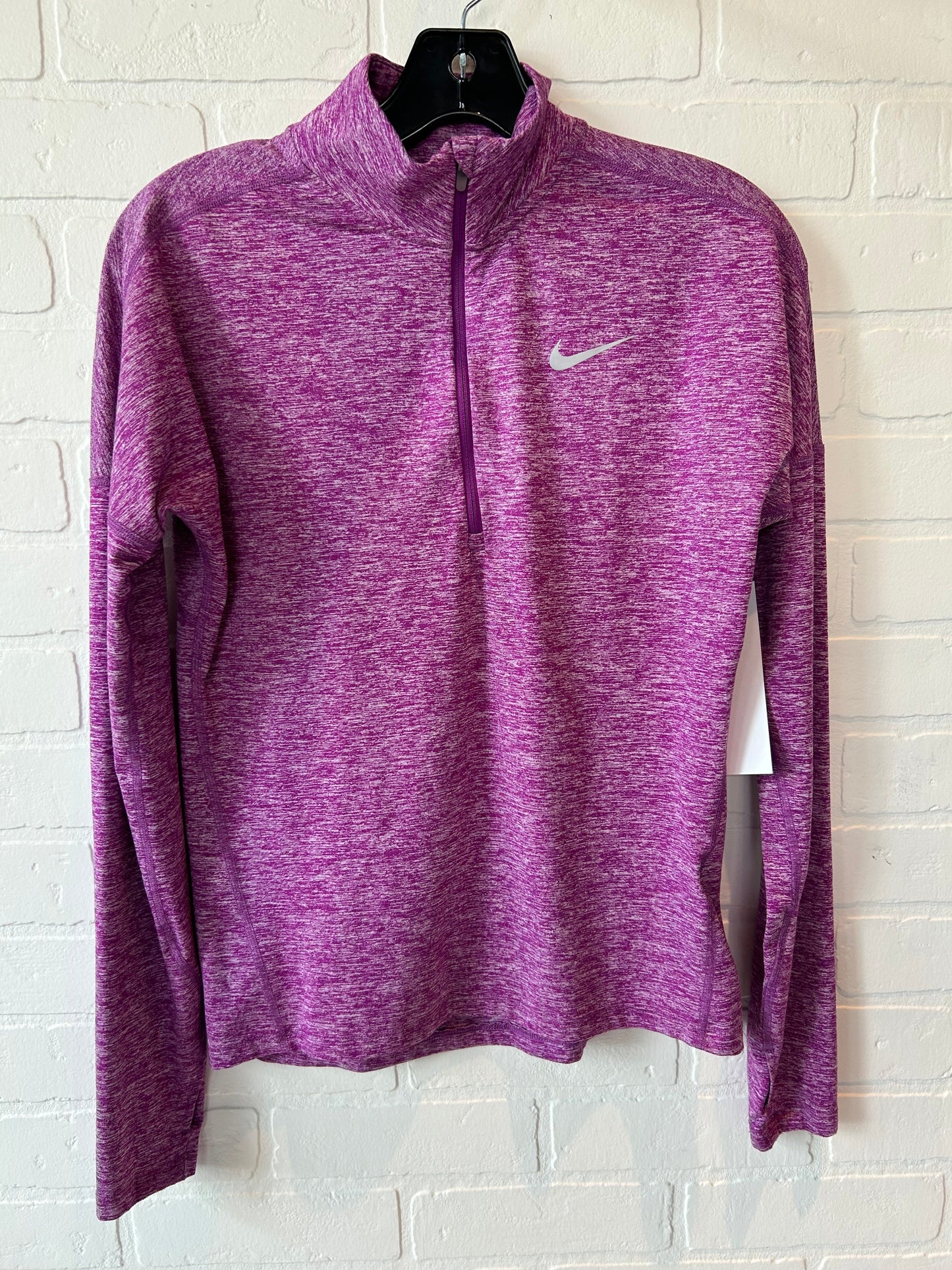 Purple Athletic Top Long Sleeve Collar Nike, Size Xs