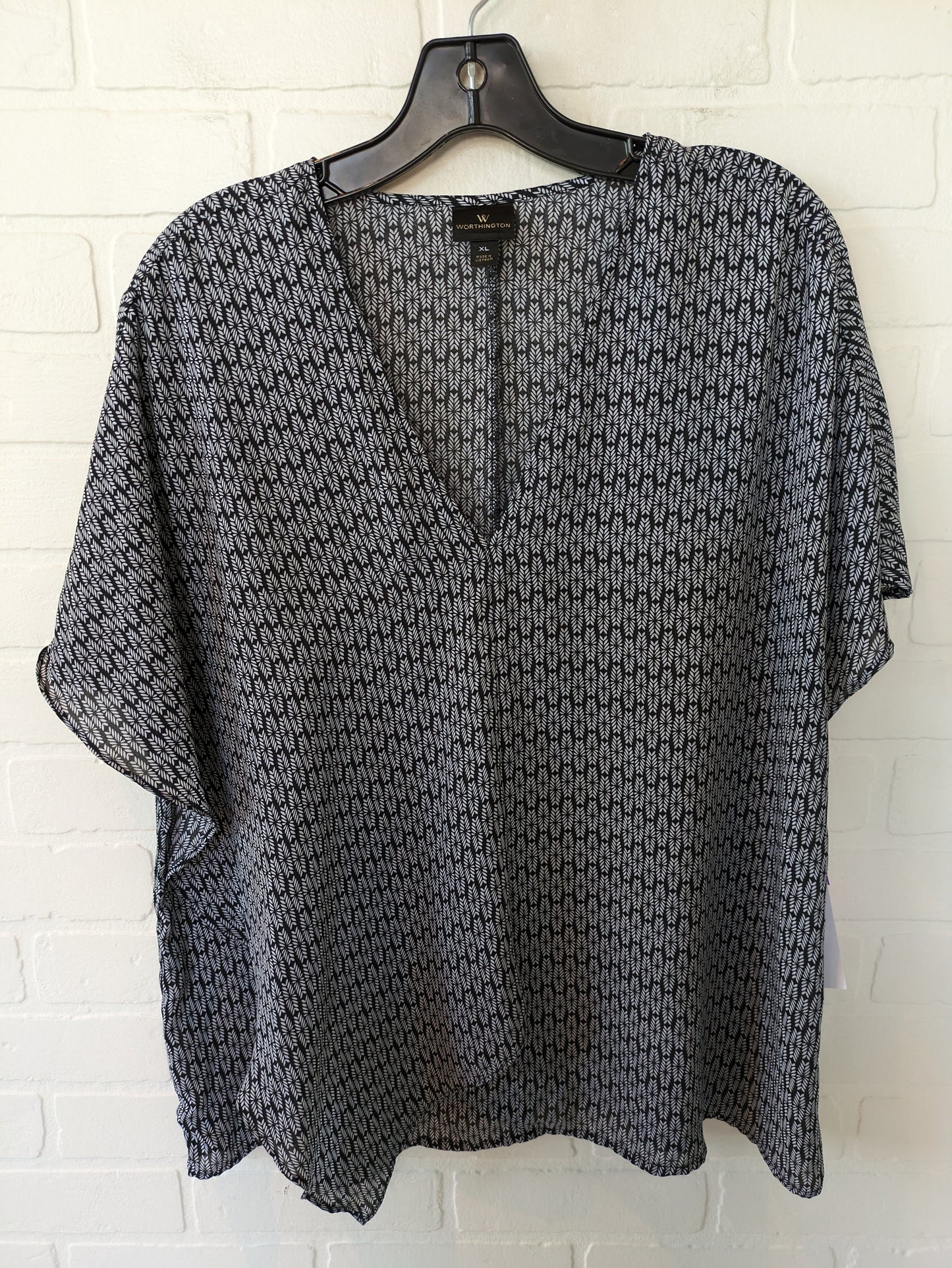 Black Top Short Sleeve Worthington, Size Xl