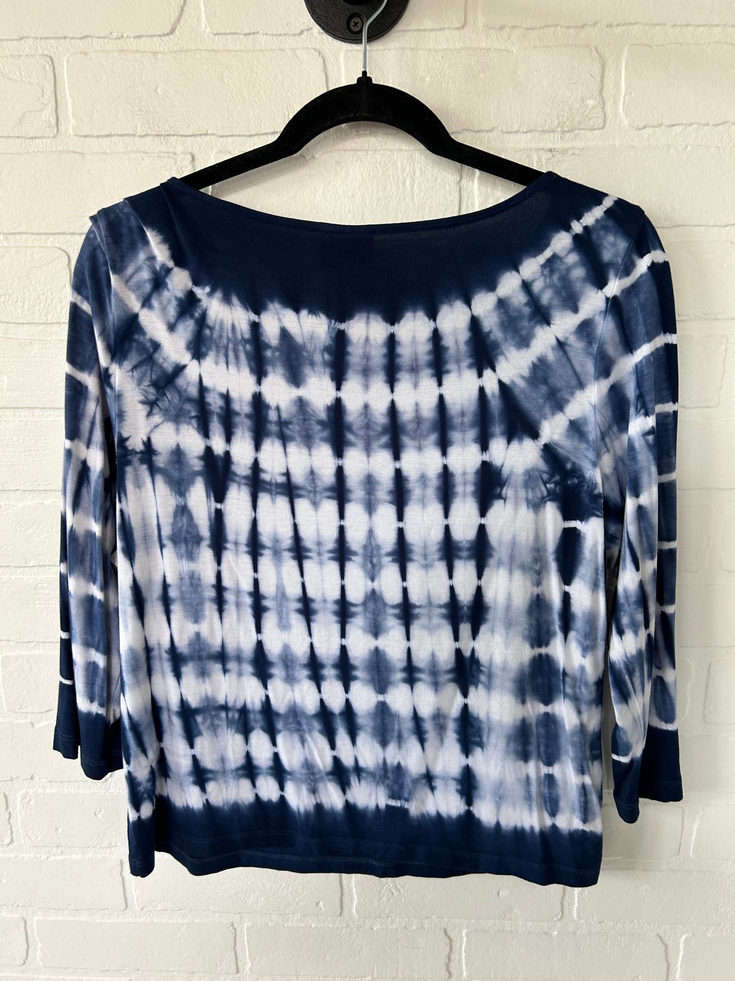 Blue & White Top 3/4 Sleeve Ruby Rd, Size M