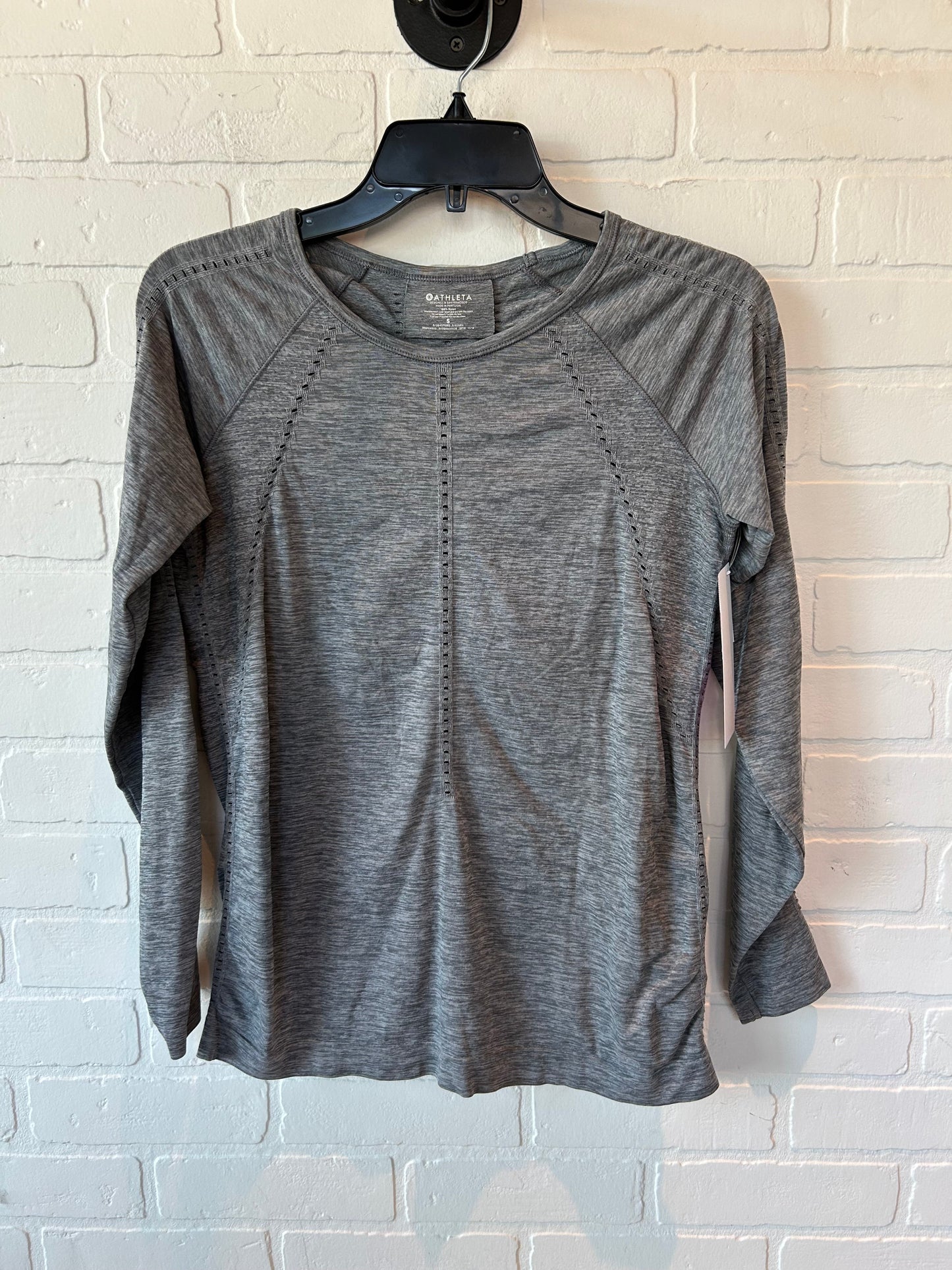 Grey Athletic Top Long Sleeve Crewneck Athleta, Size S