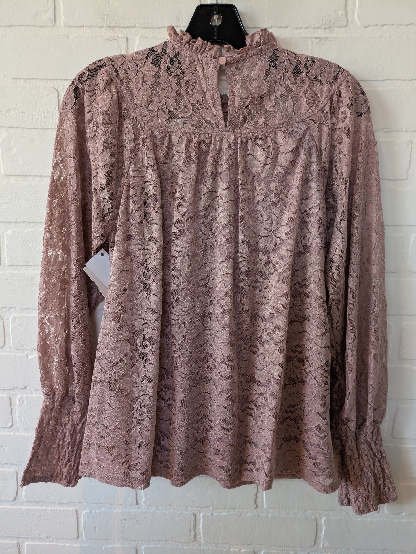 Pink Top Long Sleeve Cable And Gauge, Size L