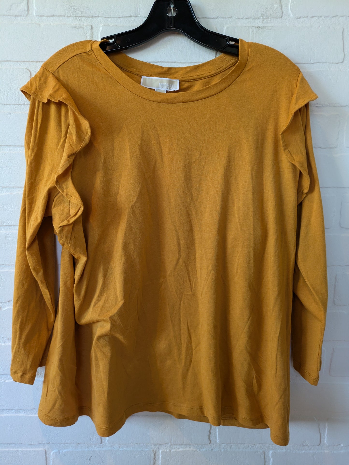 Yellow Top Long Sleeve Designer Michael By Michael Kors, Size Xl