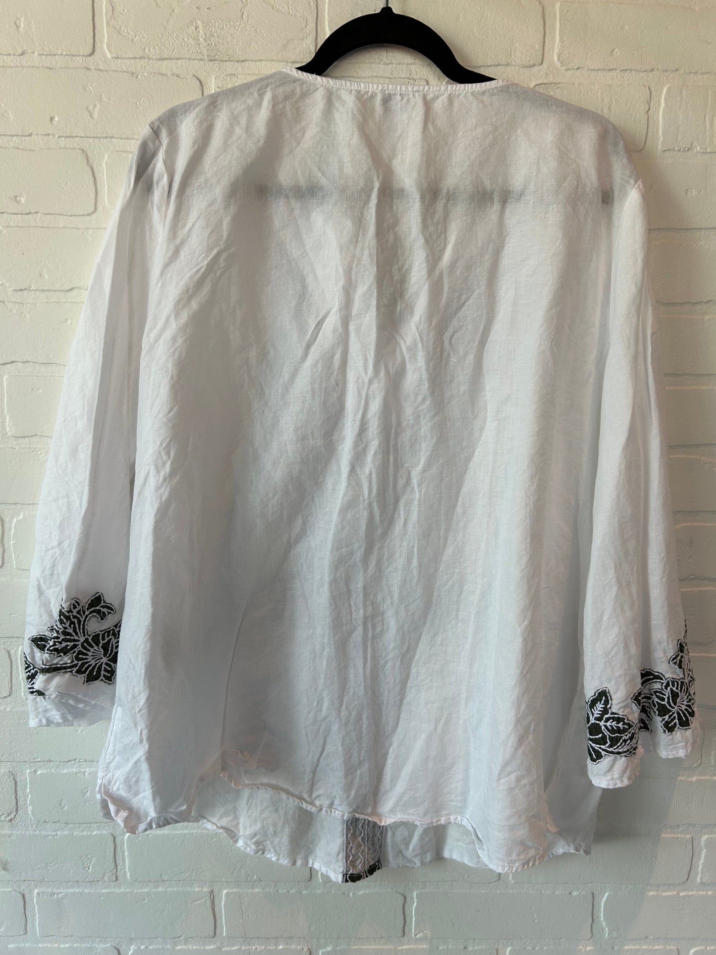 Green & White Top Long Sleeve Chicos, Size Xl