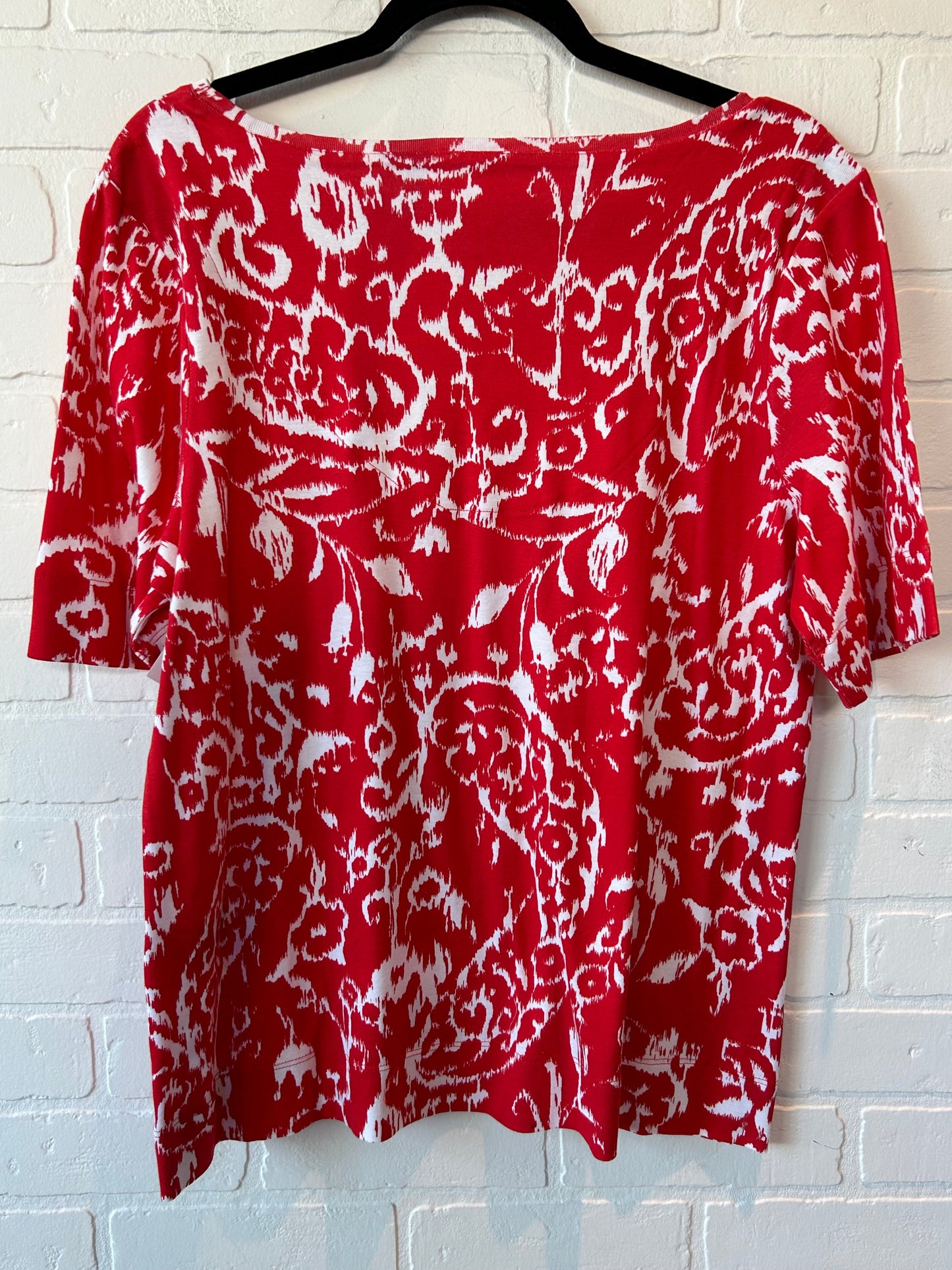 Red & White Top Short Sleeve Chicos, Size Xl