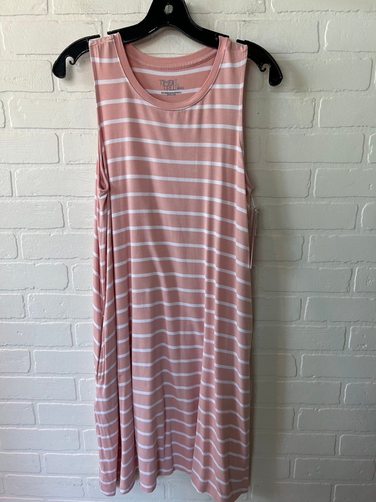 Pink & White Dress Casual Short Time And Tru, Size L