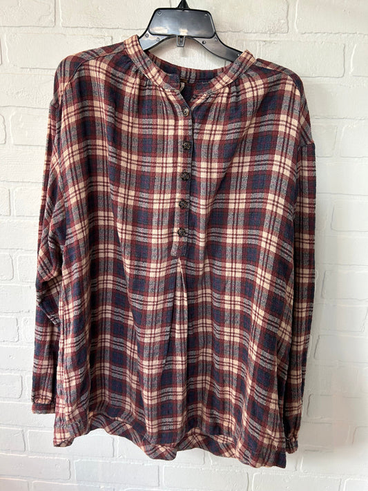 Red & Tan Top Long Sleeve Free People, Size L