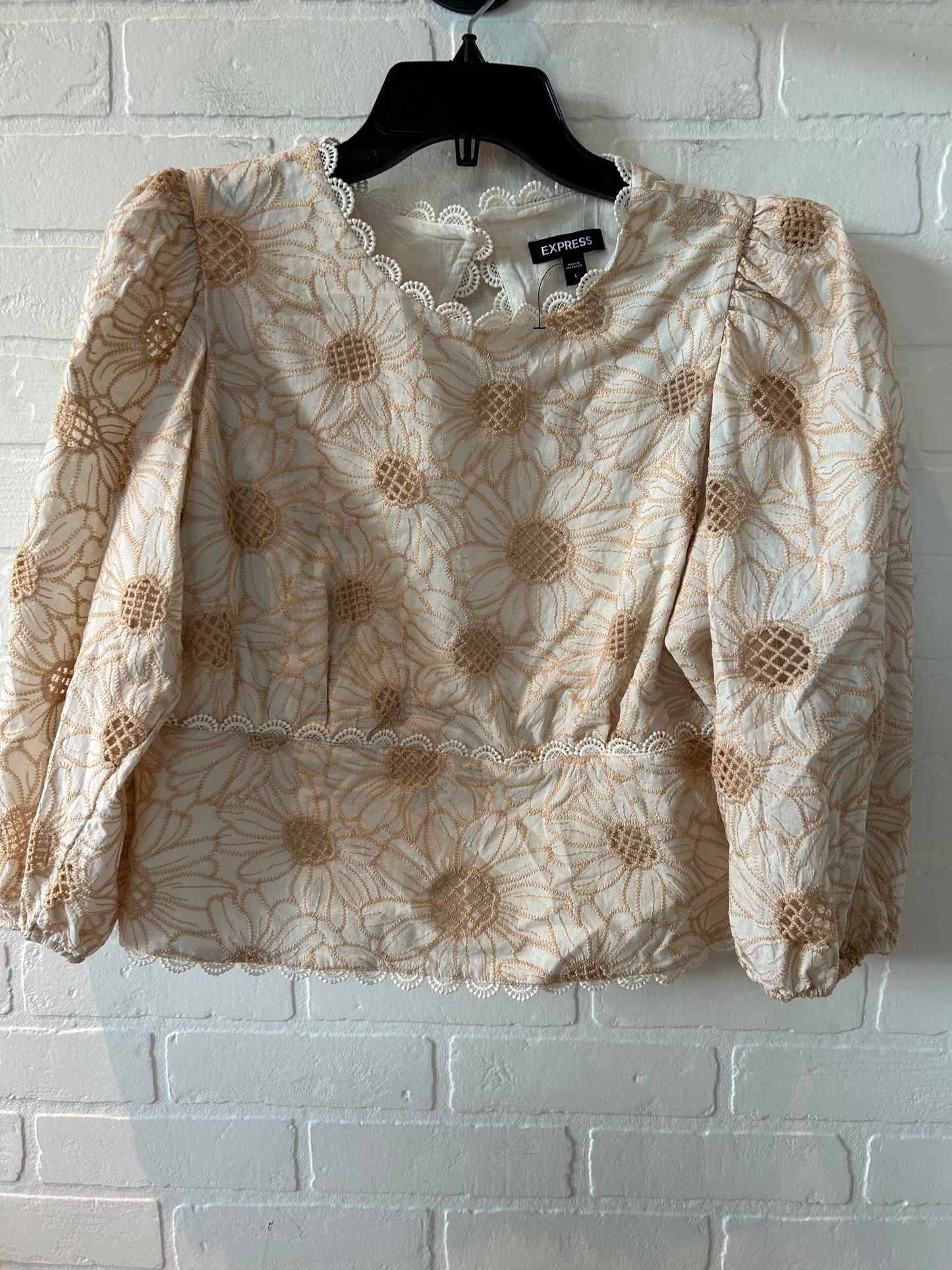 Tan Top Long Sleeve Express, Size L