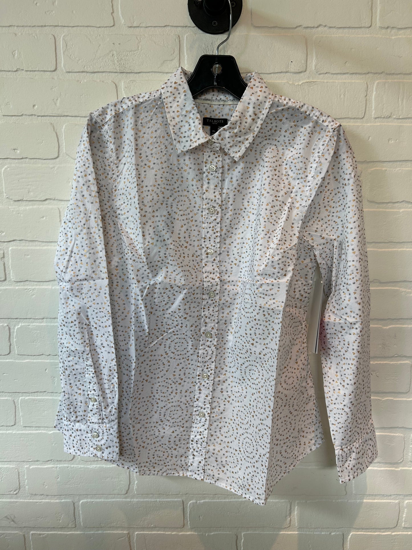 Grey & White Top Long Sleeve Talbots, Size M