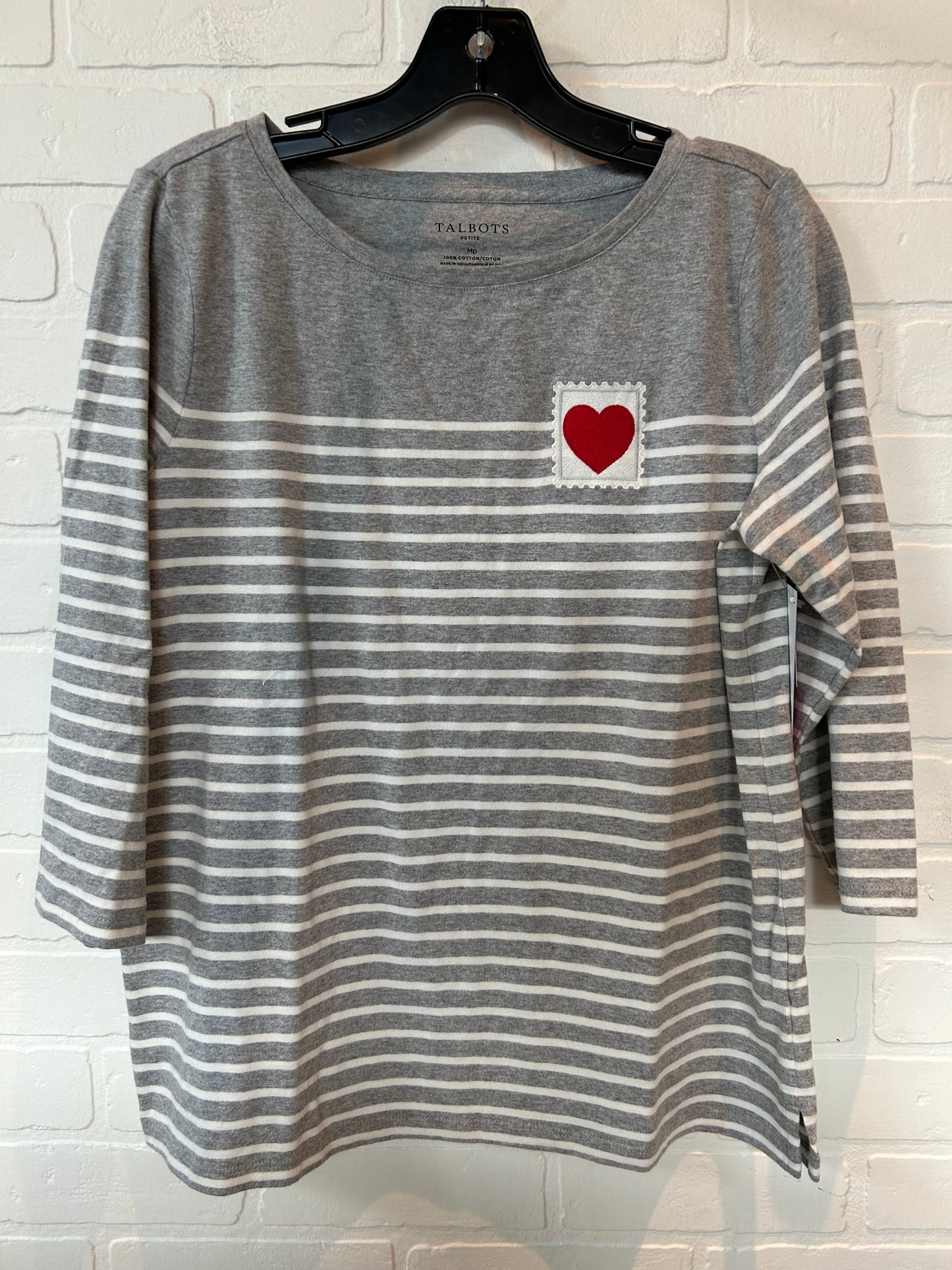 Grey & White Top 3/4 Sleeve Talbots, Size M