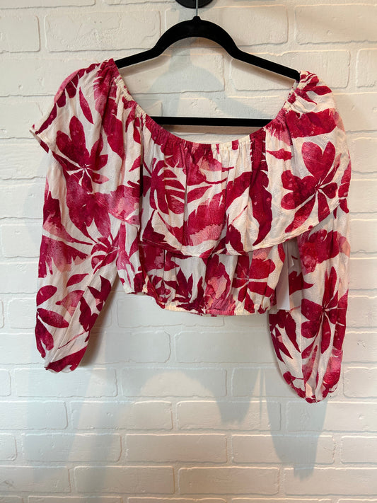 Pink & White Top Long Sleeve Pink Lily, Size S