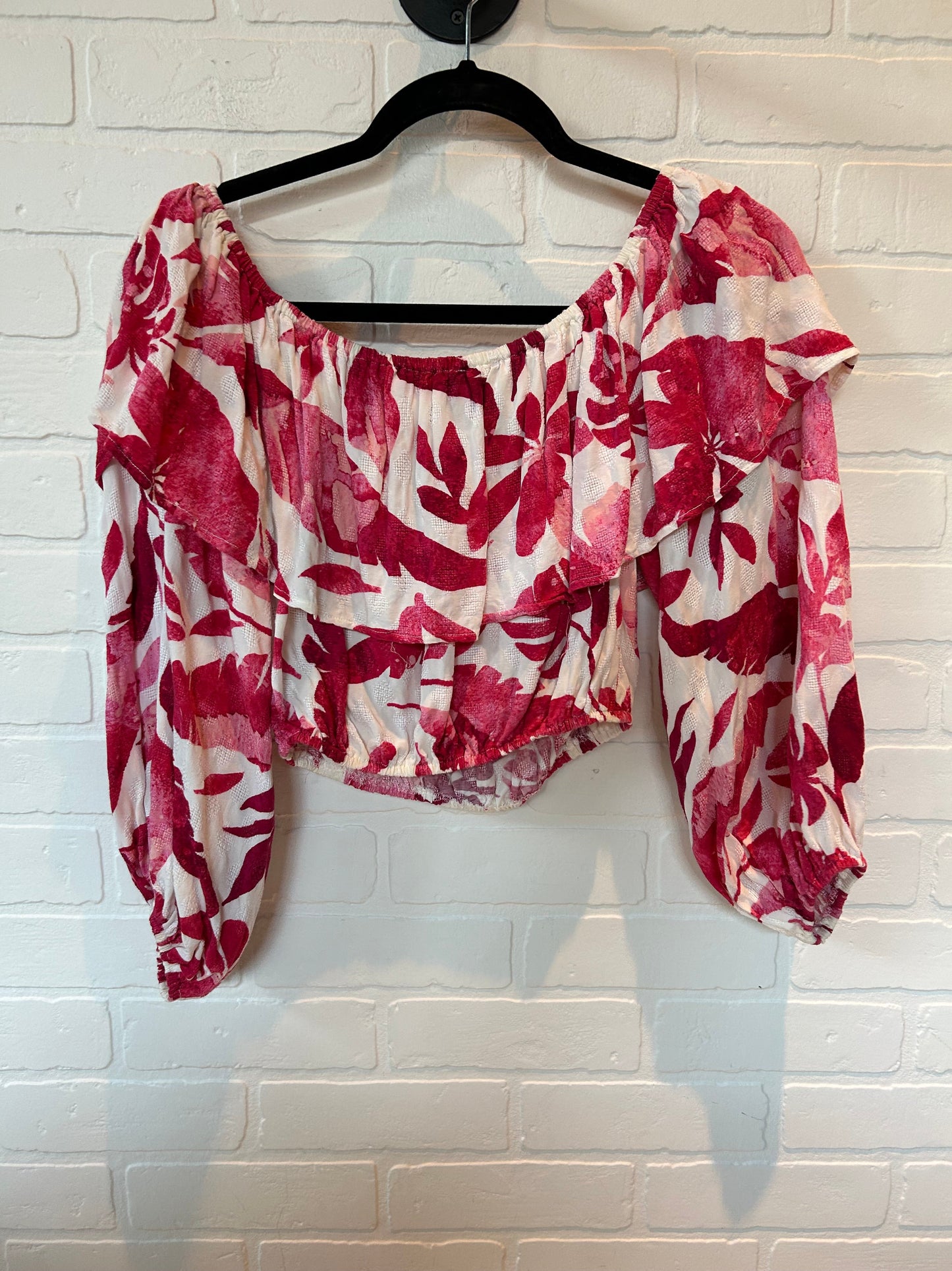 Pink & White Top Long Sleeve Pink Lily, Size S