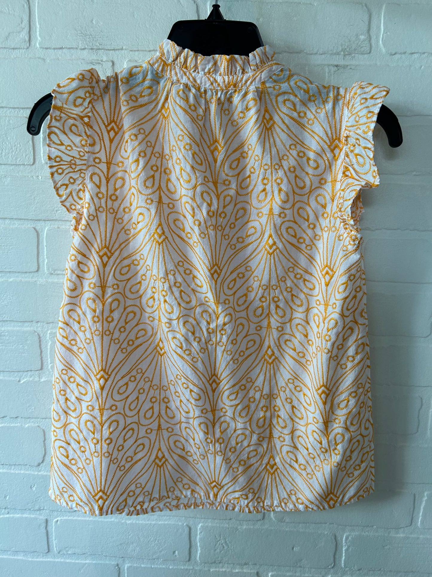 Orange & White Top Short Sleeve Loft, Size Xxs