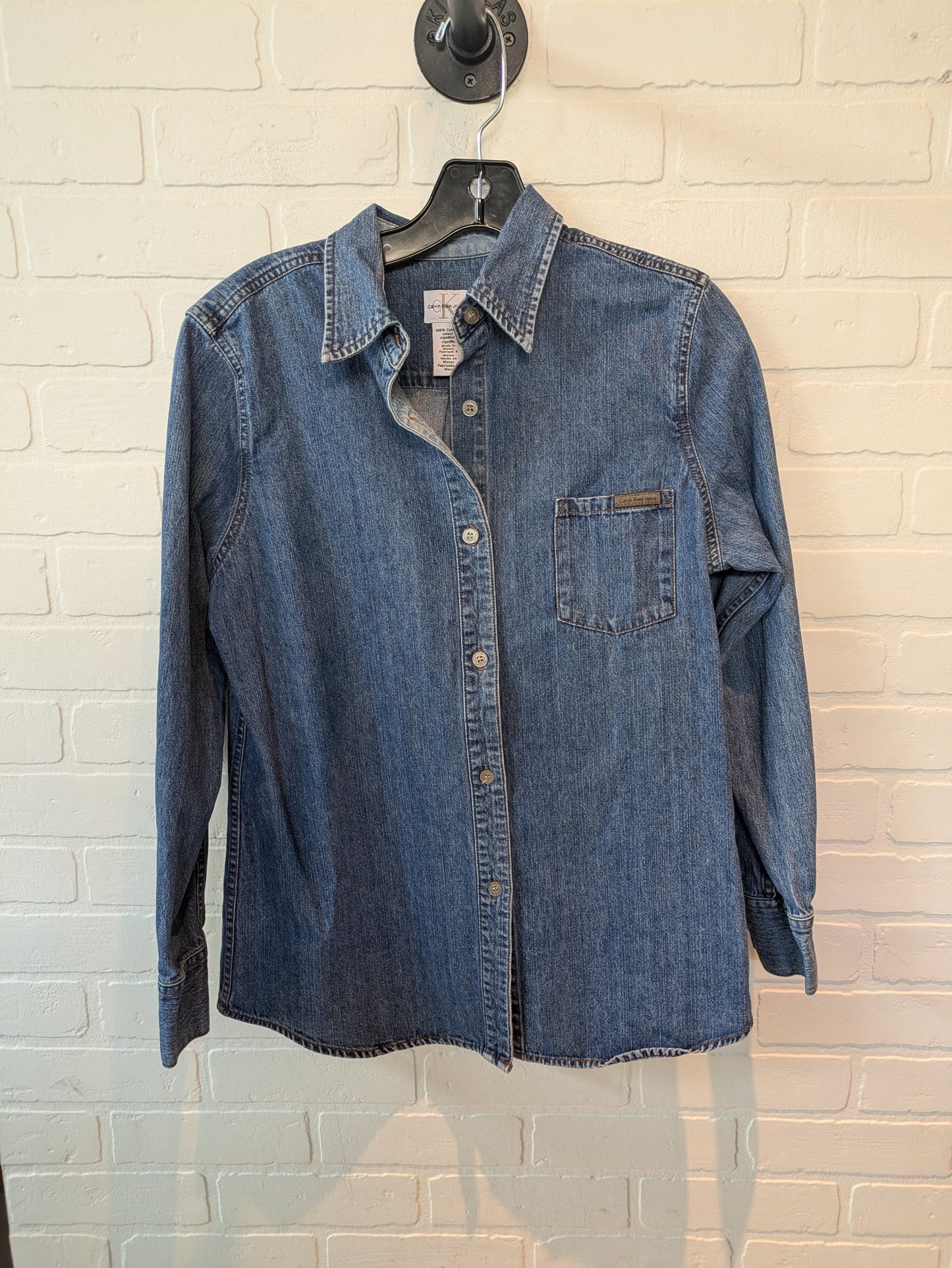 Blue Denim Top Long Sleeve Calvin Klein, Size S