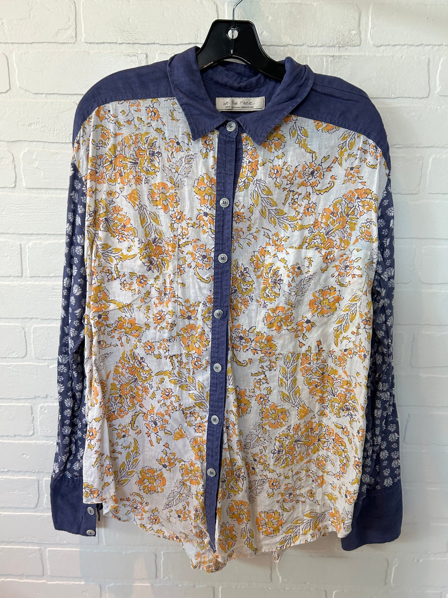 Blue & Yellow Top Long Sleeve We The Free, Size L