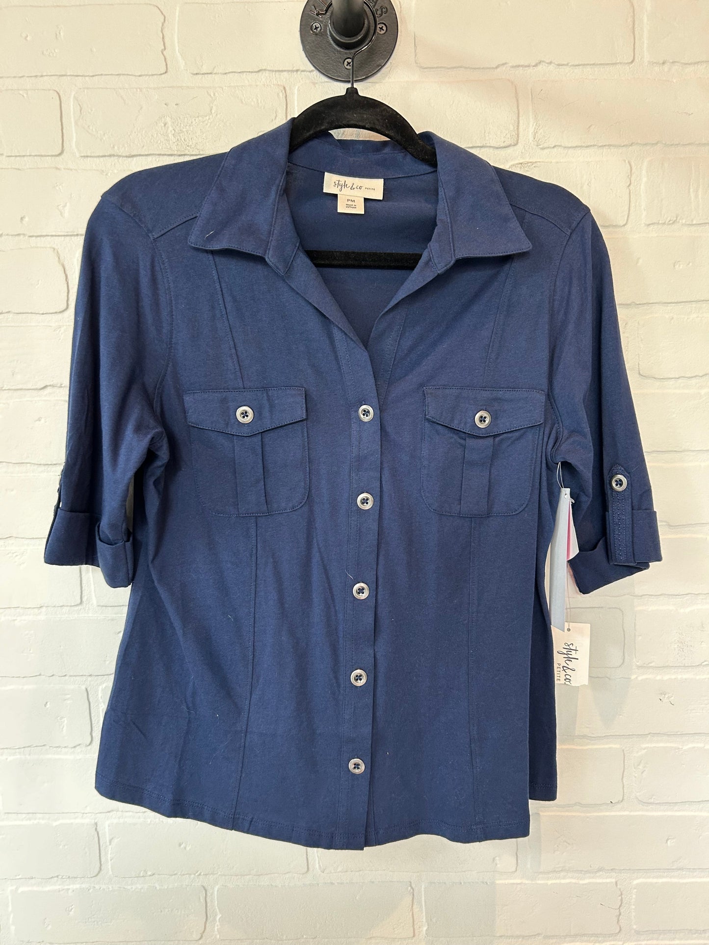 Blue Top Short Sleeve Style And Company, Size M