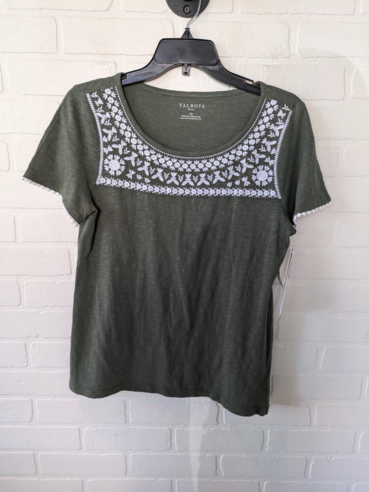 Green & White Top Short Sleeve Talbots, Size M