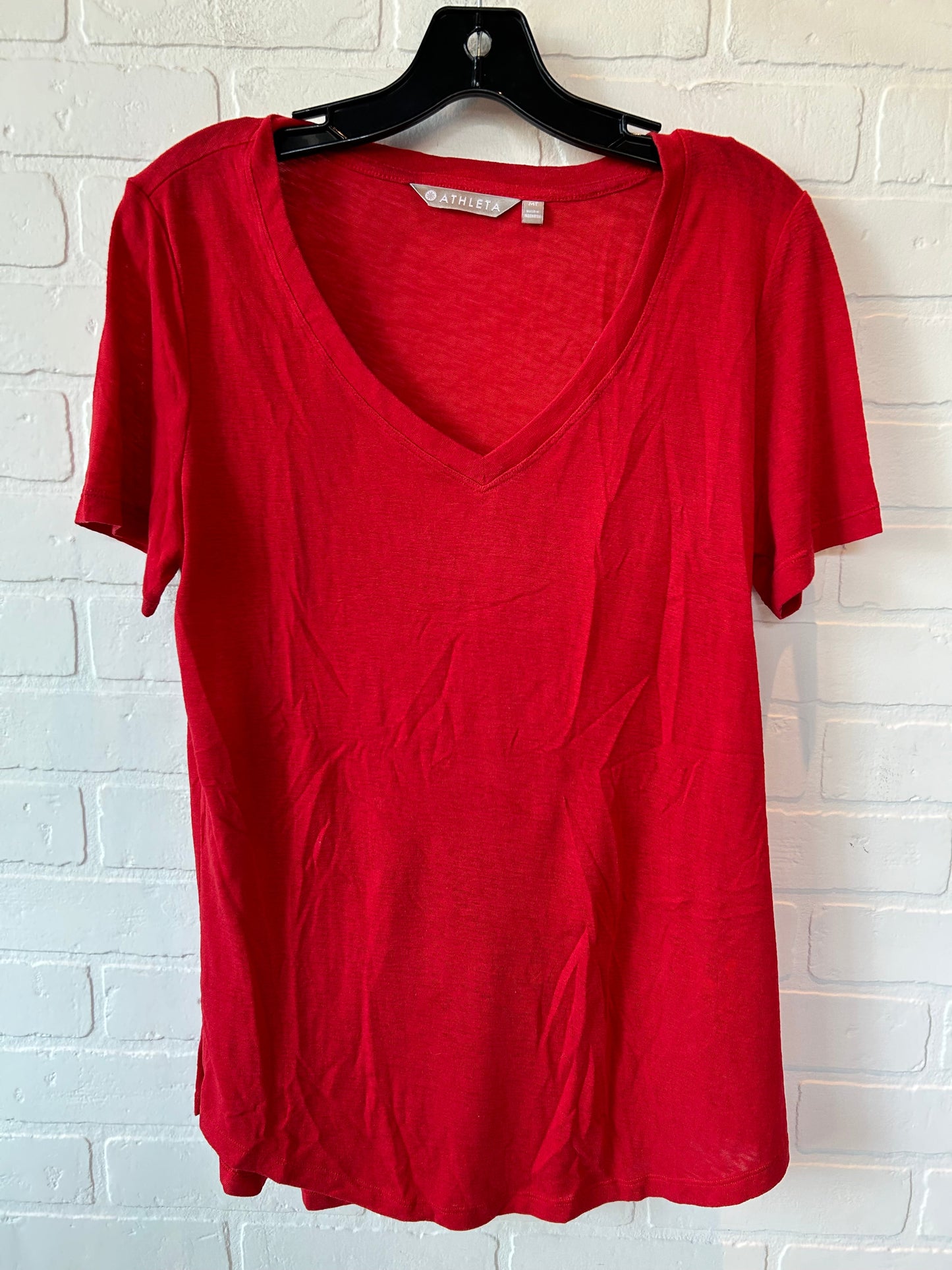 Red Athletic Top Short Sleeve Athleta, Size M