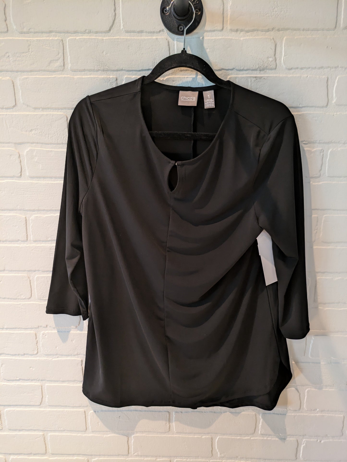 Top Long Sleeve By Chicos In Black, Size: M