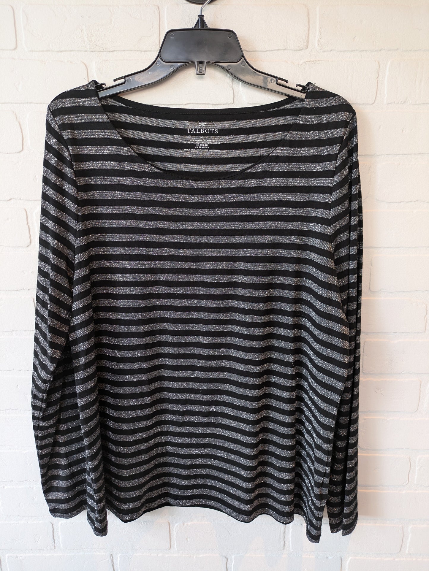 Top Long Sleeve By Talbots In Black & Silver, Size: Xl