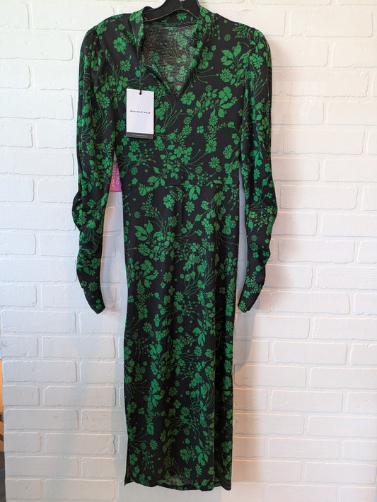 Dress Casual Midi By Who What Wear In Black & Green, Size: Xs