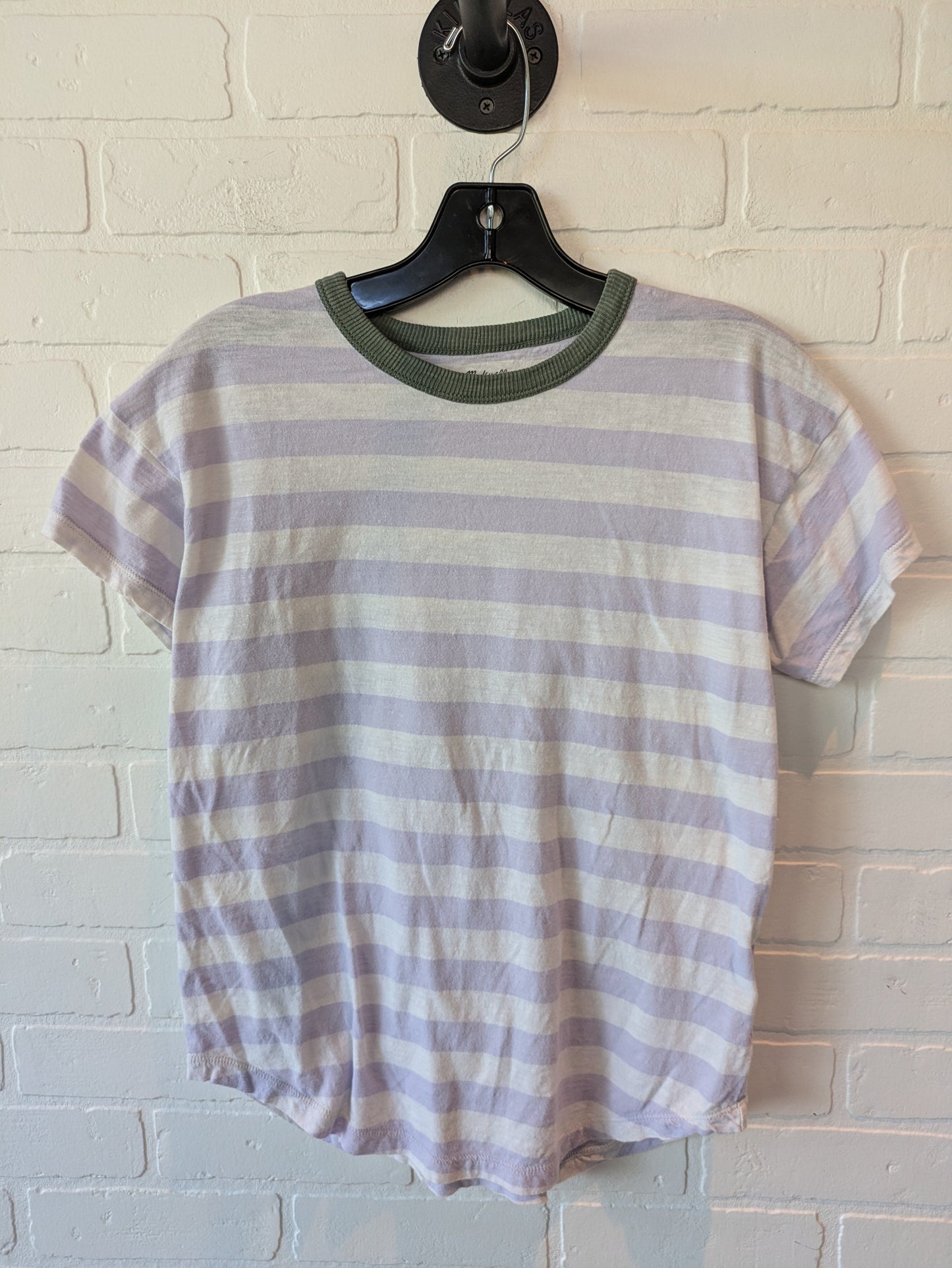 Top Short Sleeve By Madewell In Purple & White, Size: S