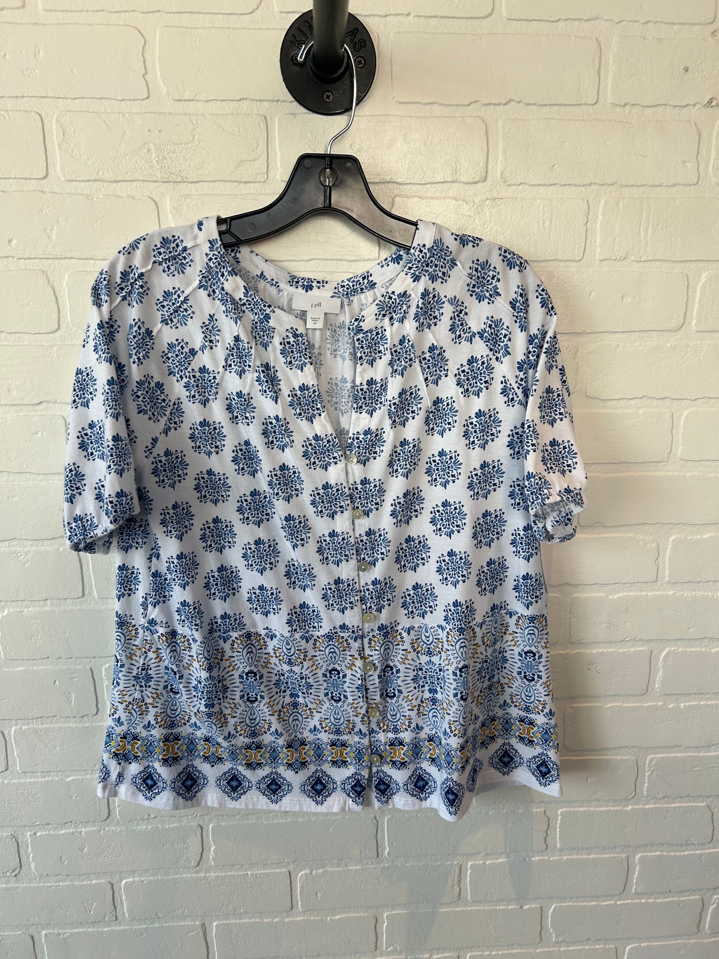 Top Short Sleeve By J. Jill In Blue & White, Size: Xs