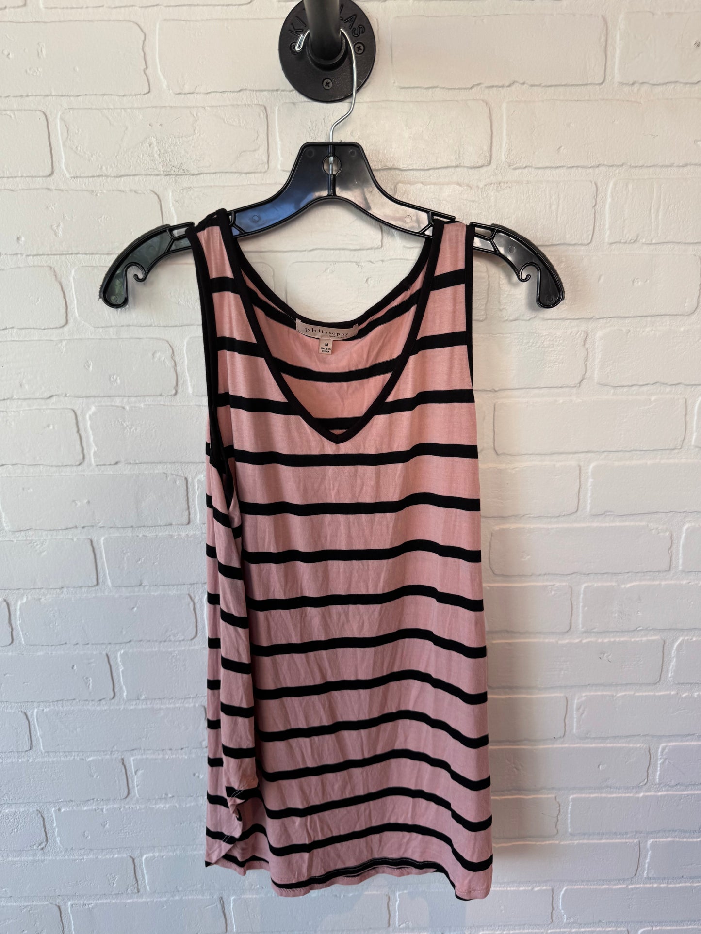 Top Sleeveless Basic By Philosophy In Black & Pink, Size: M