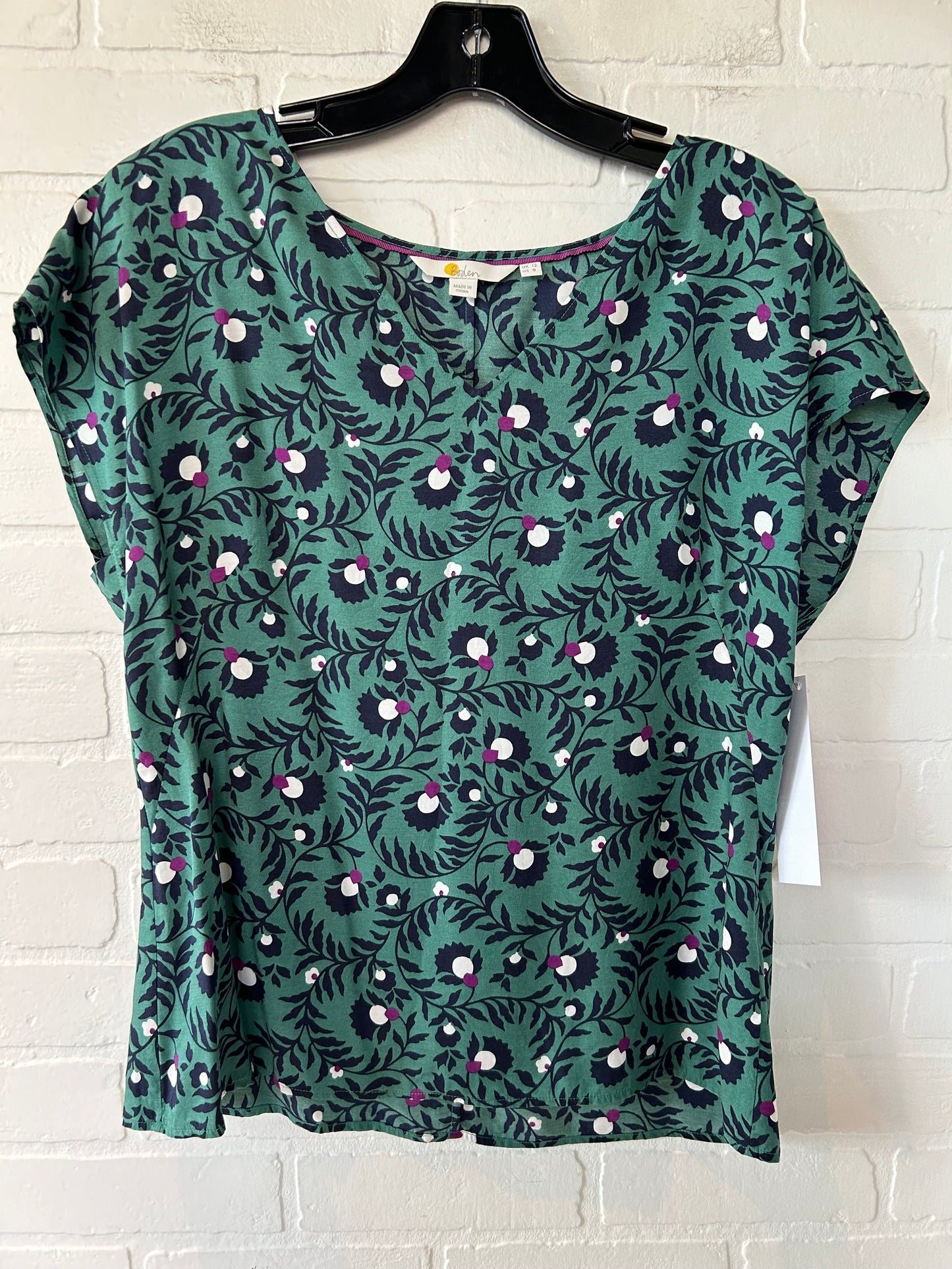 Top Short Sleeve By Boden In Green & Purple, Size: M