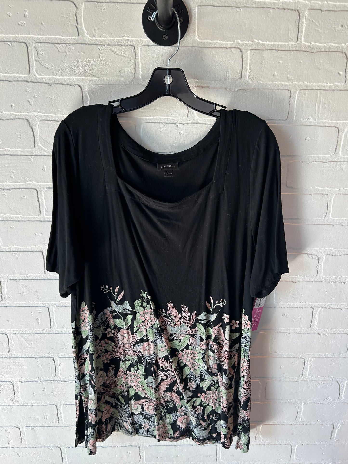 Top Short Sleeve By J. Jill In Black & Green, Size: Xl