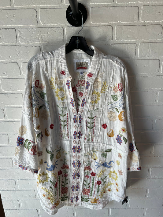 Top 3/4 Sleeve By Johnny Was In Floral Print, Size: S