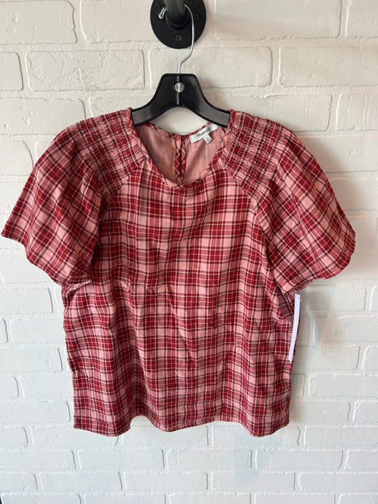 Top Short Sleeve By Madewell In Pink & Red, Size: L