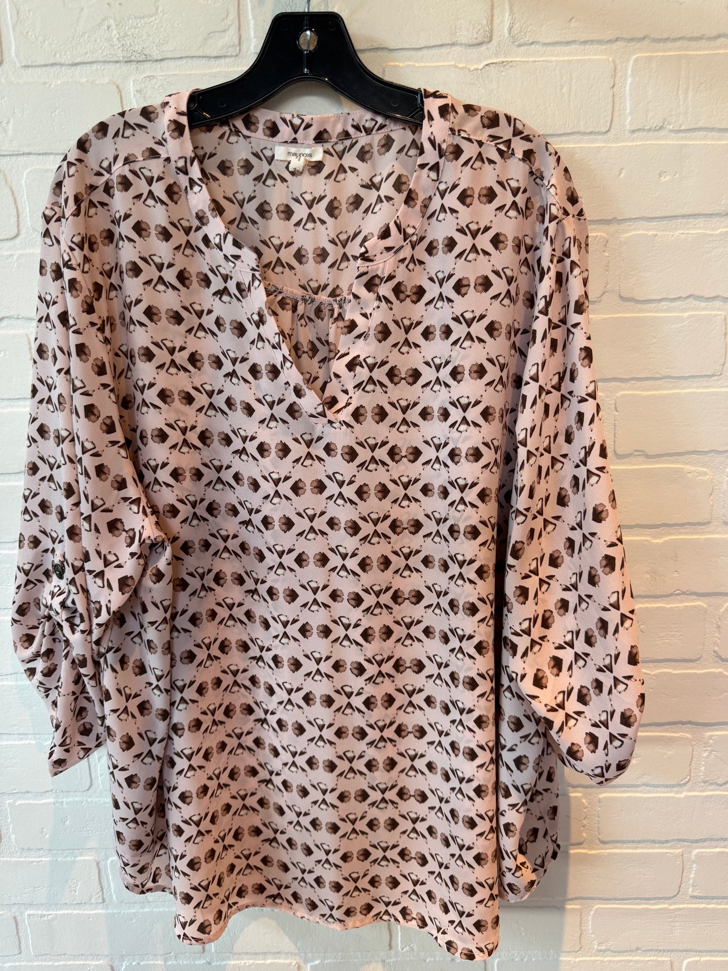 Top Long Sleeve By Maurices In Brown & Pink, Size: 3x