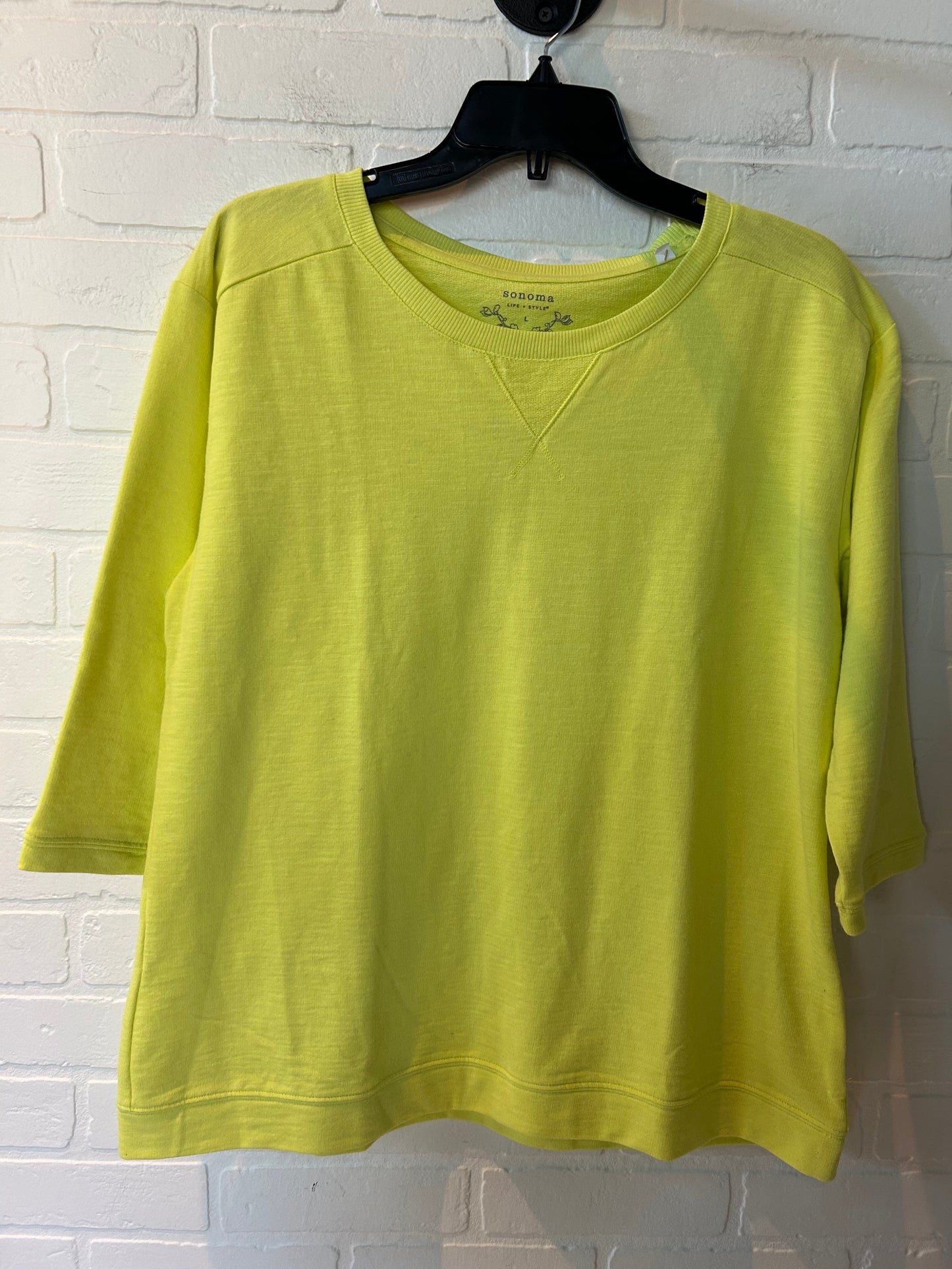 Top 3/4 Sleeve By Sonoma In Yellow, Size: L